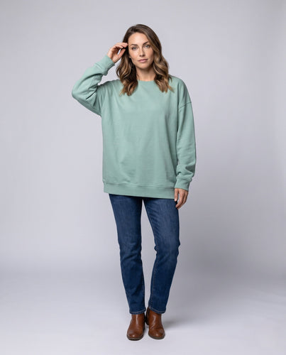Damen Oversized Sweatshirt mit Rundhalsausschnitt und überschnittenen Schultern Nord Taschen