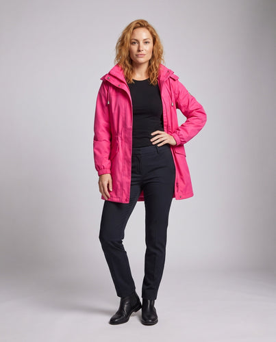 Damen wasserabweisender Parka mit Kapuze, Kordelzug-Taille und Klapptaschen Nord Taschen