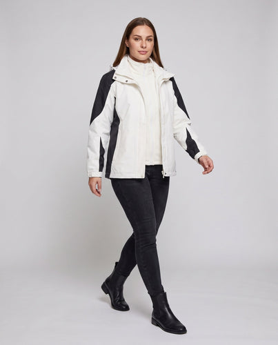 Damen Zwei-Piece Softshell Regenjacke mit abnehmbarer Fleece-Innenjacke Nord Taschen
