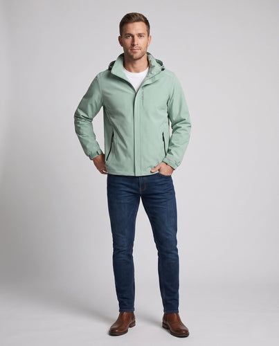 Herren Atmungsaktive Softshell Funktionsjacke mit verstaubarem Kapuze und Klettverschlussärmeln Nord Taschen