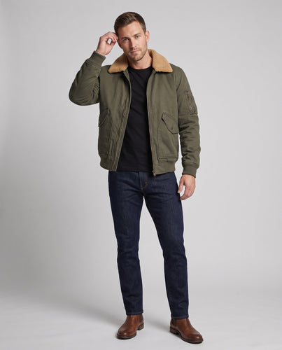Herren Aviator Bomber aus strapazierfähigem Canvas mit Teddy-Futter und Utility-Tasche am Ärmel Nord Taschen