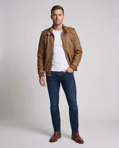 Herren Piloten-Canvas-Jacke mit gesteppter Schulterpartie, Schulterklappen und Reißverschlusstaschen Nord Taschen