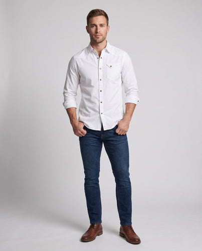 Herren Baumwoll-Ölshirt mit Brustklappen-Tasche und lässiger Passform Nord Taschen