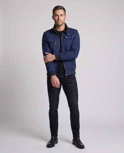 Herren Utility-Style Canvas-Feldjacke mit Schulterklappen, Reißverschluss und gerippten Bündchen Nord Taschen