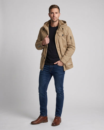 Herren Canvas Field Parka mit Teddy-Fleece-Futter, Kapuze und Utility-Taschen Nord Taschen