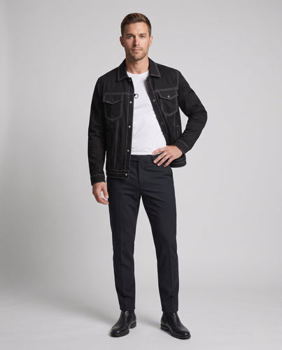Herren Canvas Jeansjacke mit Kontrastnähten, Druckknopf Front und Brusttaschen Nord Taschen