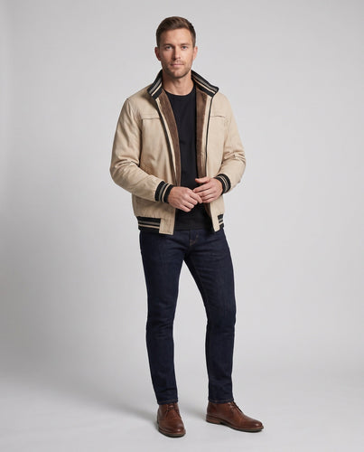 Herren Freizeit Field Blouson mit durchgehendem wärmendem Teddyfleece-Futter, Stehkragen und gestreiften Bündchen Nord Taschen
