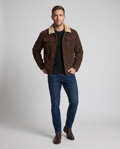 Herren Cordjacke mit vollflächiger Sherpa-Futterung und Reverskragen Nord Taschen