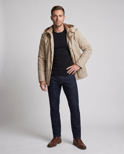 Herren Feldparka im Canvas-Look mit wärmendem Teddy-Fleece-Futter und Utility-Taschen Nord Taschen