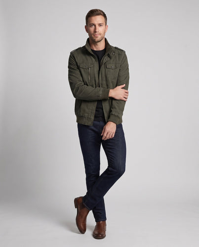 Männermilitärfeldjacke im Canvas-Stil mit Stehkragen und Multifunktionstaschen Nord Taschen