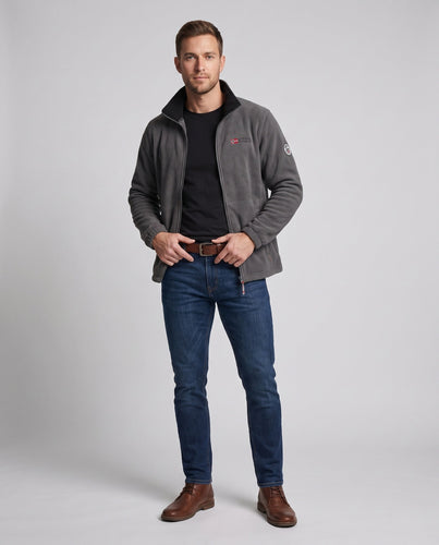 Herren Fleecejacke mit ganzflächigem Teddyfutter, hohem Kragen und Reißverschlusstaschen Nord Taschen