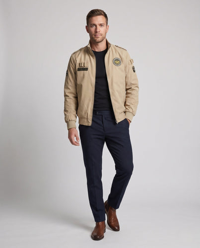 Fliegerjacke im Pilot-Stil für Herren mit vollflächigem Teddy-Futter und Abzeichenapplikationen Nord Taschen