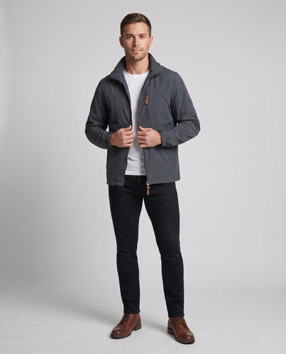 Herren Freizeit Softshell-Jacke mit einstellbarer Kapuze, Brustreißverschluss und Klettverschlüssen Nord Taschen
