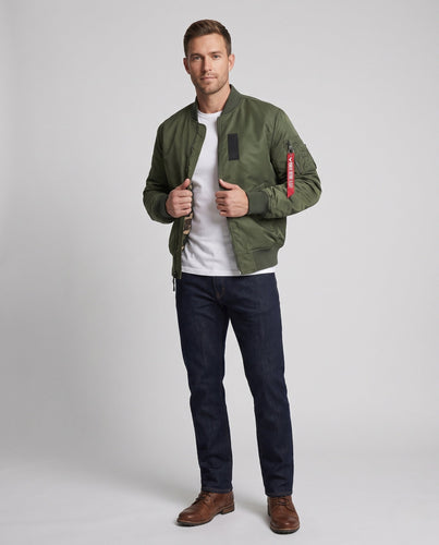 Herren gepolsterte Bomberjacke mit Camouflage-Futter und Aviator-Stil Armtasche Nord Taschen