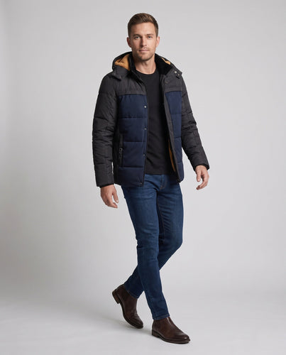 Damen gesteppte Parka mit Teddy-Futter und meliertem Vorderteil Nord Taschen