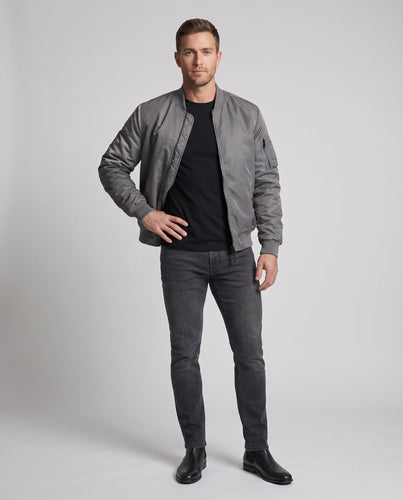 Herren isolierte MA-1 Bomber im Utility-Look mit Armtasche und geripptem Saum Nord Taschen