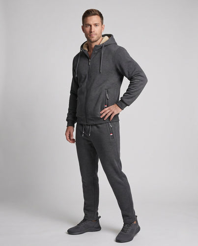 Herren Hoodie Sweat-Set mit Teddy-Futter, Reißverschlusstaschen und elastischem Bund Nord Taschen