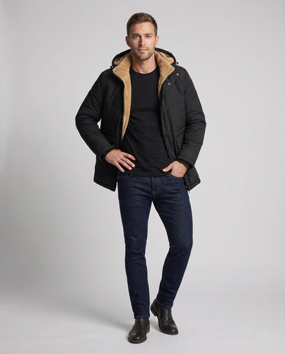 Herren Parka mit Kapuze und Fleece-Futter aus Teddy und thermischer Isolierung Nord Taschen