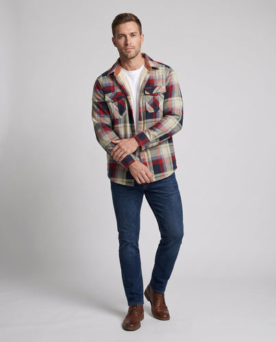 Herren kariertes Überhemd-Jacke mit warmem Teddy-Futter und Klappentaschen Nord Taschen