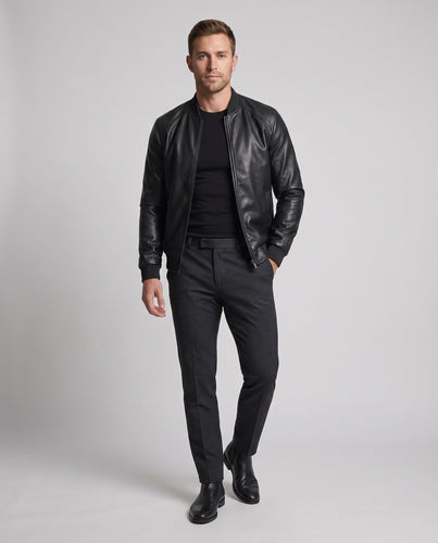 Herren Kunstleder Bomberjacke Nord Taschen