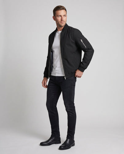Herren kurze cropped Bomberjacke im Pilotenstil mit Taschen auf dem Arm und gerippten Bündchen Nord Taschen