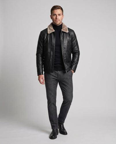 Herren Kurzjacke im Aviator-Look mit Kunstfellkragen und wärmender Polsterung Nord Taschen