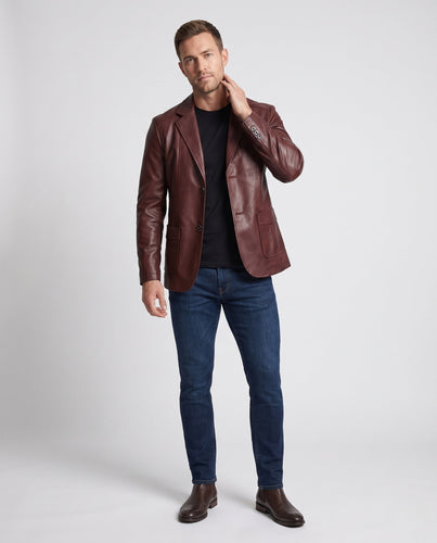 Herren Blazer aus Lederlook mit thermischer Innenausstattung und Slim-Fit Nord Taschen