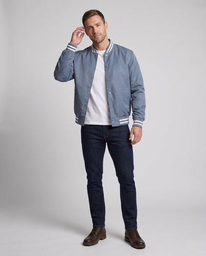 Leichte Nylon Varsity Bomberjacke für Herren mit gestreiften Rippbündchen Nord Taschen