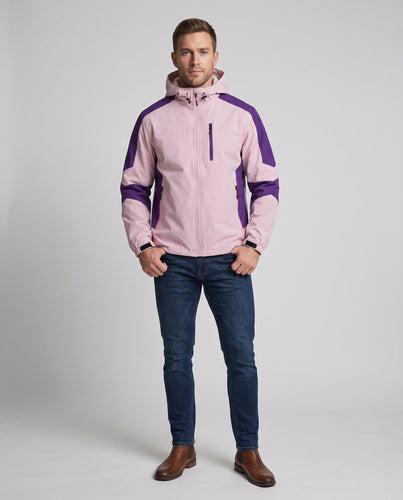 Leichte wasserabweisende Kapuzen-Softshelljacke für Herren mit Kontraststreifen und Brustreißverschluss Nord Taschen