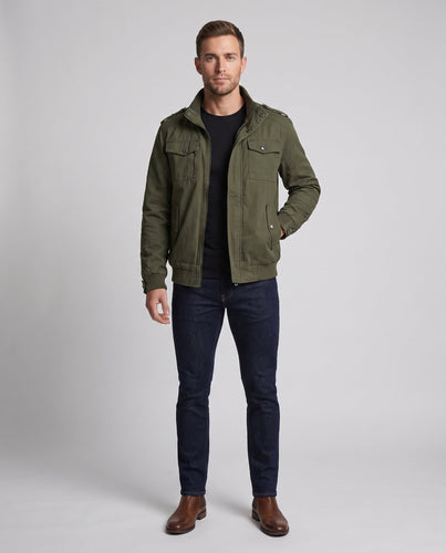 Herren Leichtgewicht Feldblouson mit Stehkragen und Multifunktionstaschen Nord Taschen