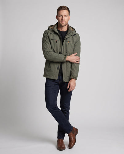 Leichte Herren-Hoodie-Canvas-Jacke mit verdecktem Reißverschluss vorne und Brustreißverschlüssen Nord Taschen