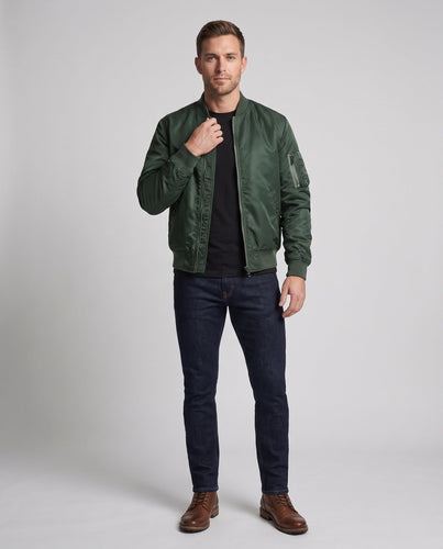 Herren Leichtgewicht Nylon Aviator Bomber mit Arm-Tasche und Zwei-Wege-Reißverschluss Nord Taschen