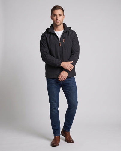 Herren Leichte Softshell Outdoor Jacke mit Kapuze und Reißverschlusstaschen Nord Taschen