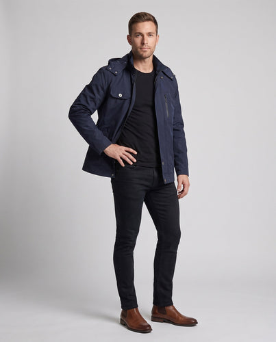 Herren leichte wasserabweisende Kapuzen-Canvas-Parka mit verdecktem Druckknopfleisten und Reißverschluss-Brusttasche Nord Taschen