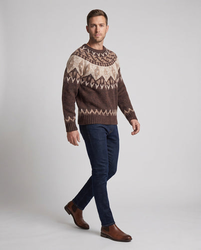 Herren grob gestrickter Pullover mit traditionellem Muster Nord Taschen