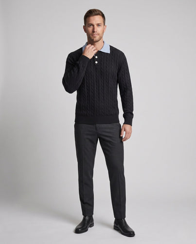 Herrenmode Grober Strickpullover mit Polokragen Nord Taschen