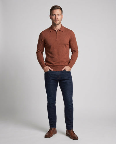 Herren Hochwertiges Langarm-Polo-Shirt Nord Taschen