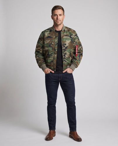 Herren Camouflage Bomberjacke mit praktischen Taschen Nord Taschen