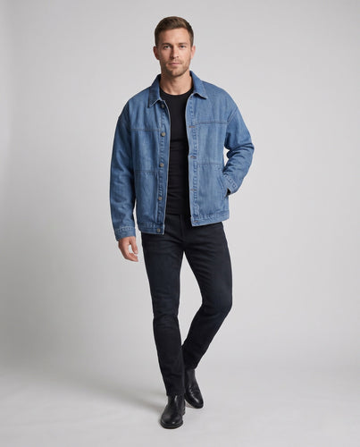 Herren Freizeit Denim Jacke mit Schulterpolstern Nord Taschen