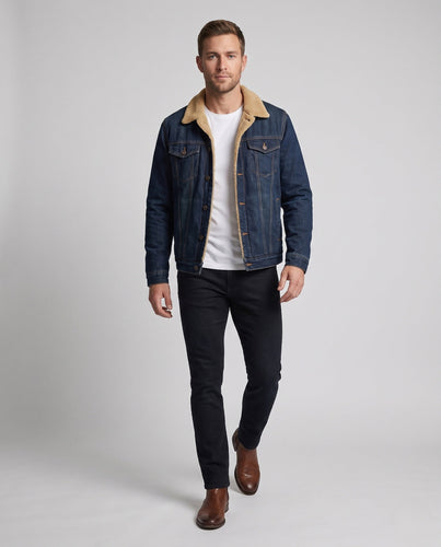 Herren Freizeit Denim Jacke mit Teddy-Fütterung Nord Taschen