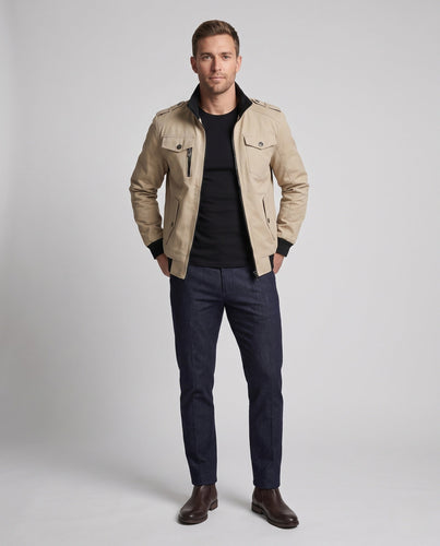 Männer Feldjacke mit Stehkragen, karierter Futter und Schulterklappen Nord Taschen