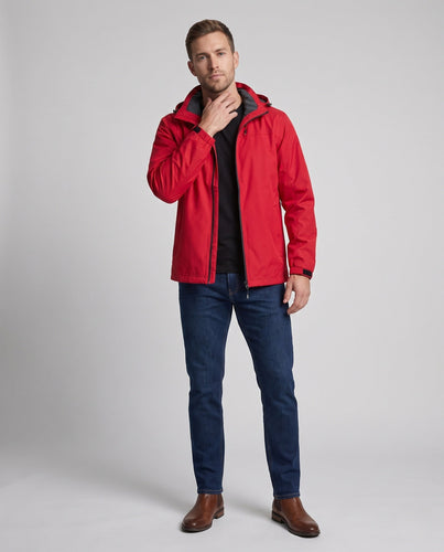 Minimalistische Softshell-Regenjacke für Herren mit Kordelzugkapuze und feuchtigkeitsableitender Membran Nord Taschen