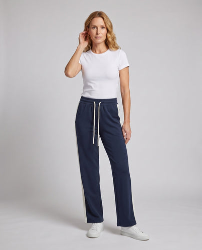 Damen Comfort Fleece Jogginghose mit seitlichem Kontraststreifen und elastischem Bund Nord Taschen