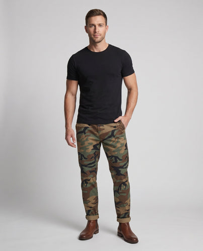 Herren tapered Chino-Hosen mit elastischem Bund und Reißverschluss-Taschen Nord Taschen