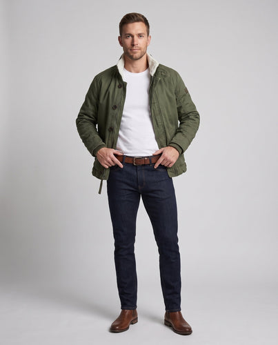 Herrenfeldjacke im Camouflage-Look mit Teddy-Futter und Stehkragen Nord Taschen