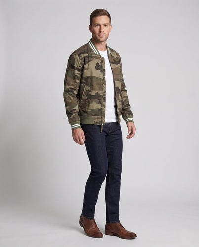 Herren Harrington-Jacke aus Baumwolltwill mit sportlichem Rippkragen Nord Taschen