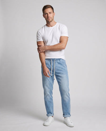 Herren lässige Denim-Jogginghosen mit elastischem Bund und Kordelzug Nord Taschen