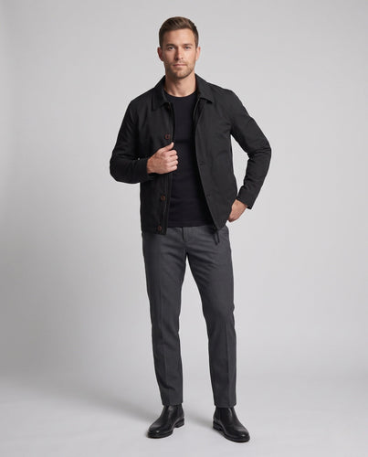 Herren Leichtgewicht Wasserabweisende Harrington Jacke mit Reißverschluss und Knopfleiste Nord Taschen