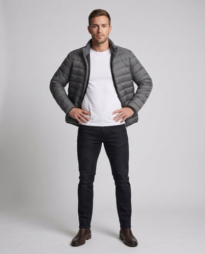 Herren ultraleichte, komprimierbare Steppjacke mit Stehkragen und Packbeutel Nord Taschen