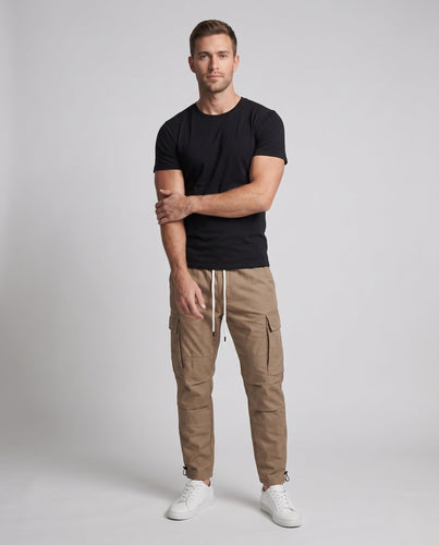 Herren Utility Jogger Cargo-Hose mit Kordelzugbund, Knöchelbereich und applizierten Klapptaschen Nord Taschen